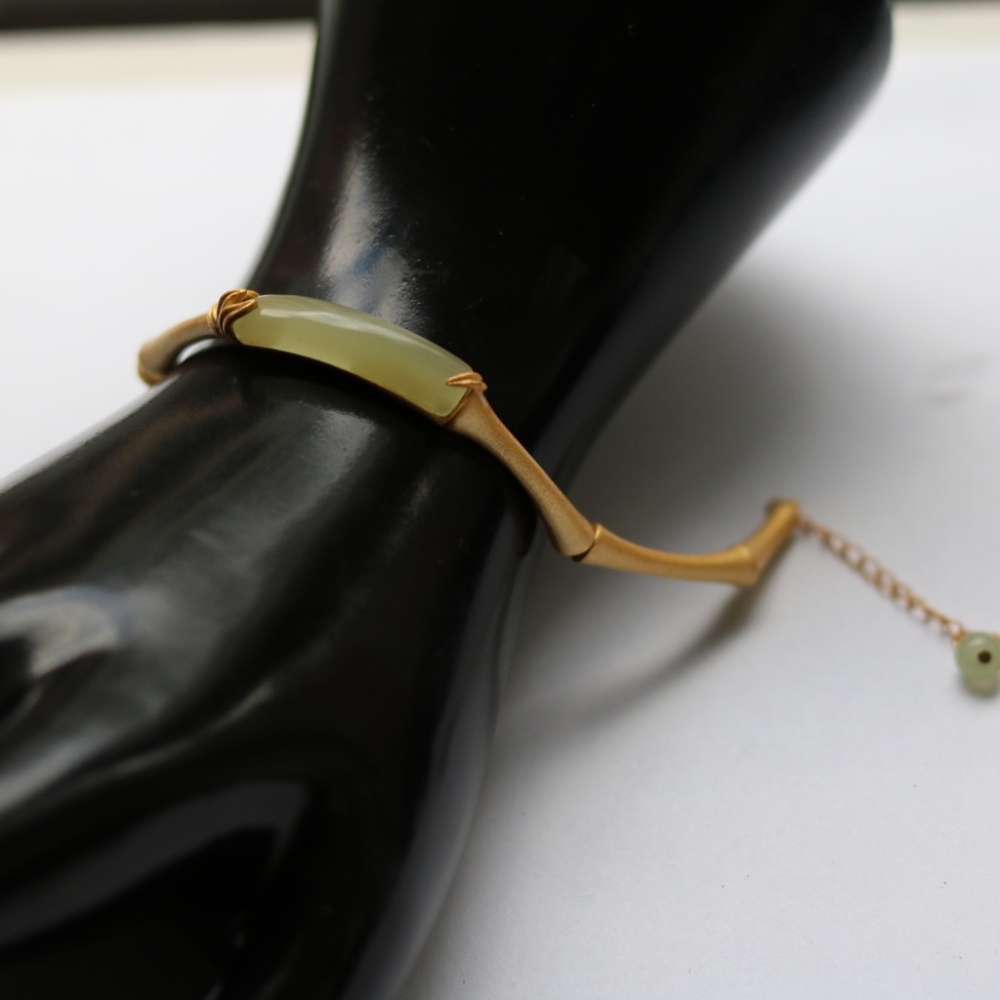 14k Gold Over Sterling Jade Bracelet